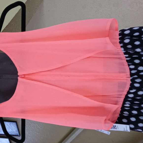 Emerald Sundae Black Polkadot/Neon Coral Mini Dress Women's Small NWT - Picture 7 of 7